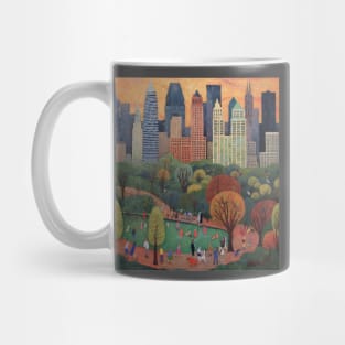 Sunset in Iconic Central Park, NYC, Art Brut Style Mug